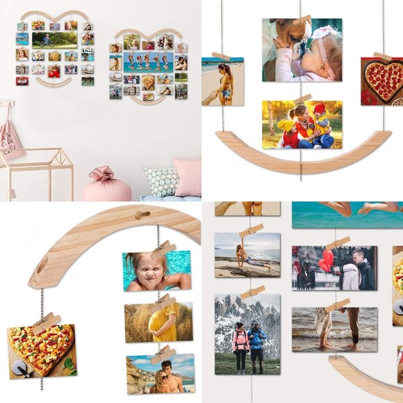 New Wood Picture Frame Collage with 30 Clips - Picture 5 of 9